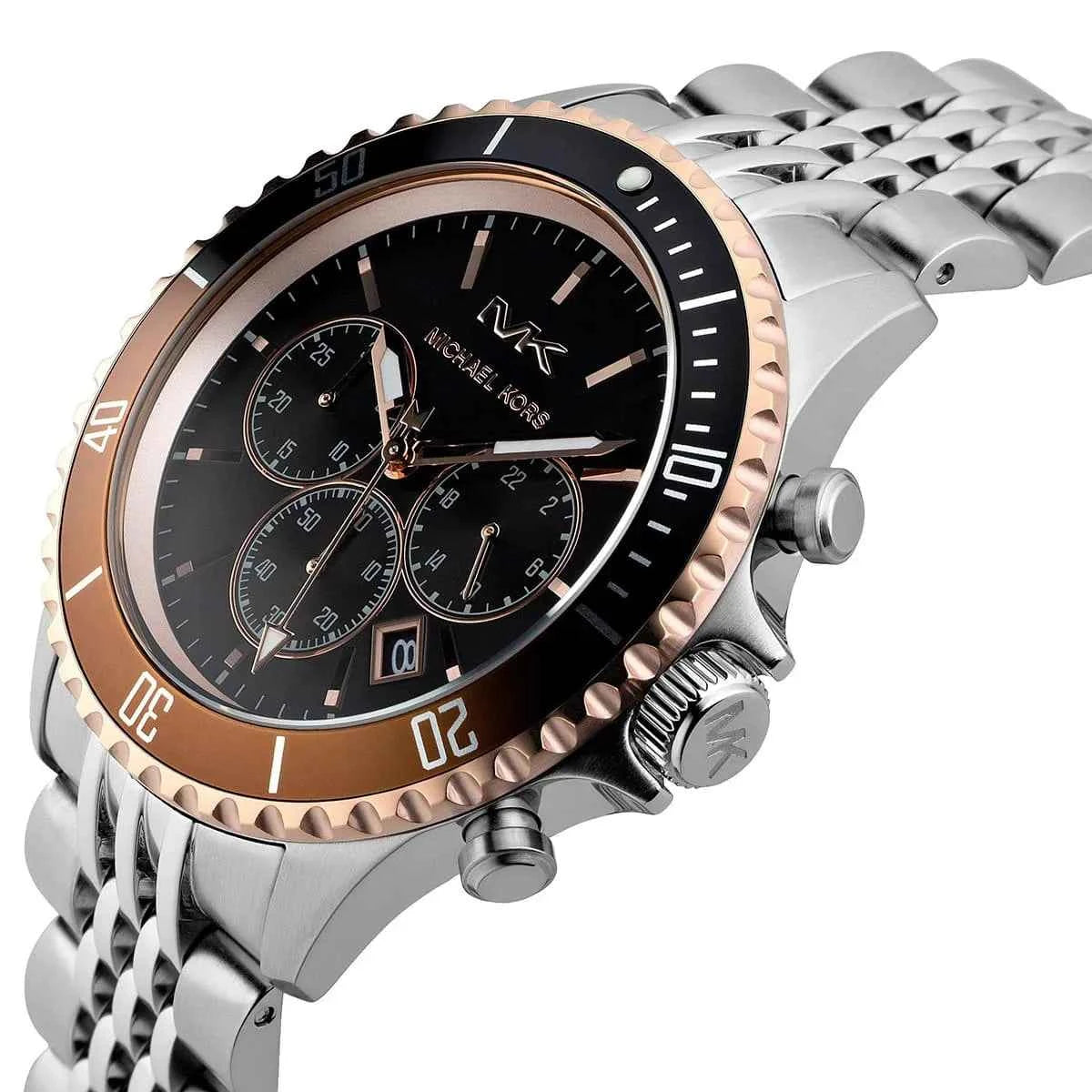 Michael Kors Bayville MK8725 Men's Black Dial Silver Stainless Steel Chronograph Watch
