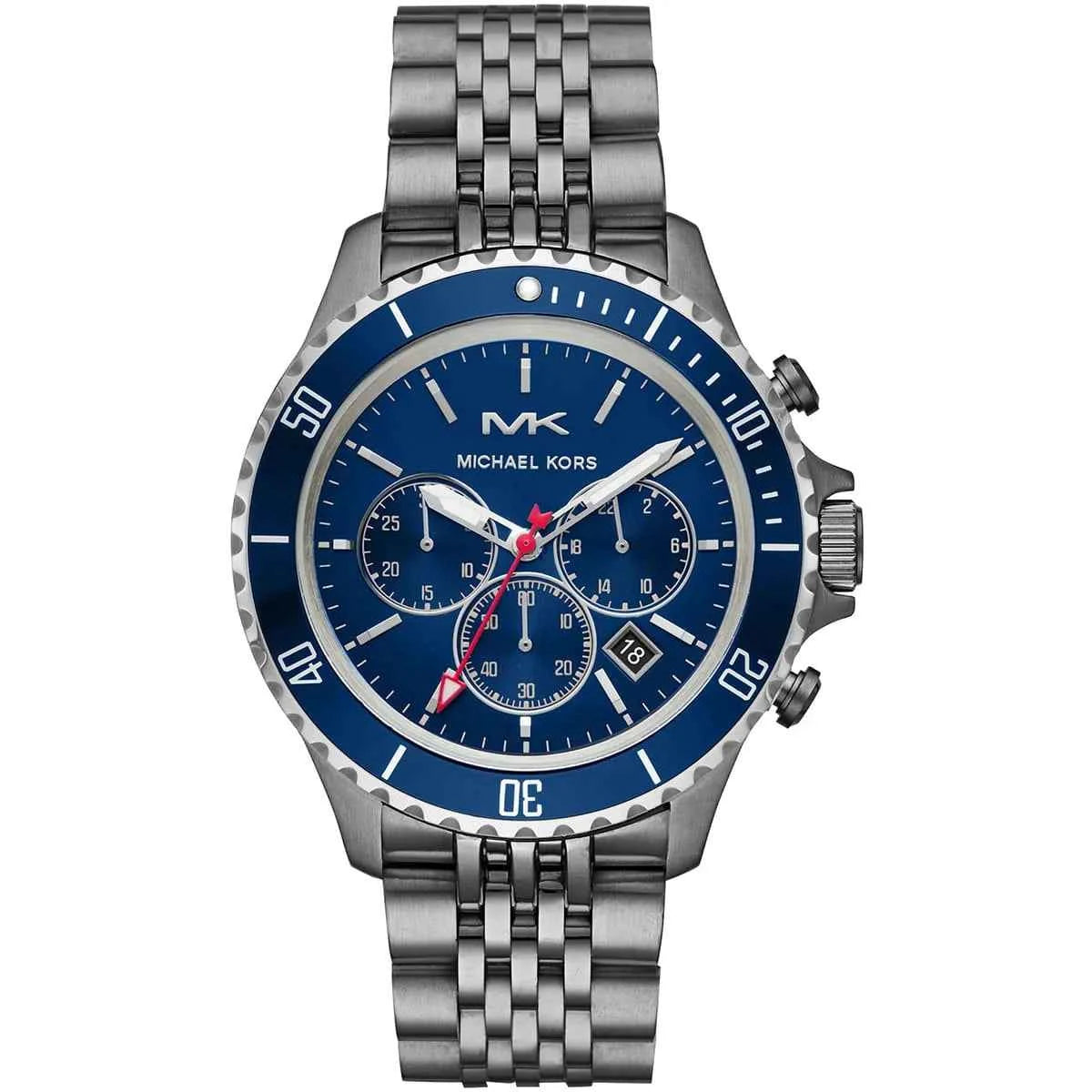 Michael Kors Bayville MK8727 Men's Blue Dial Gray Stainless Steel Chronograph Watch
