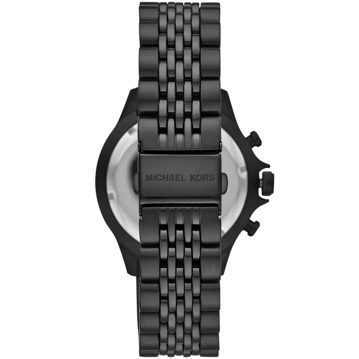 Back case of Michael Kors MK8750 quartz chronograph black stainless steel wristwatch