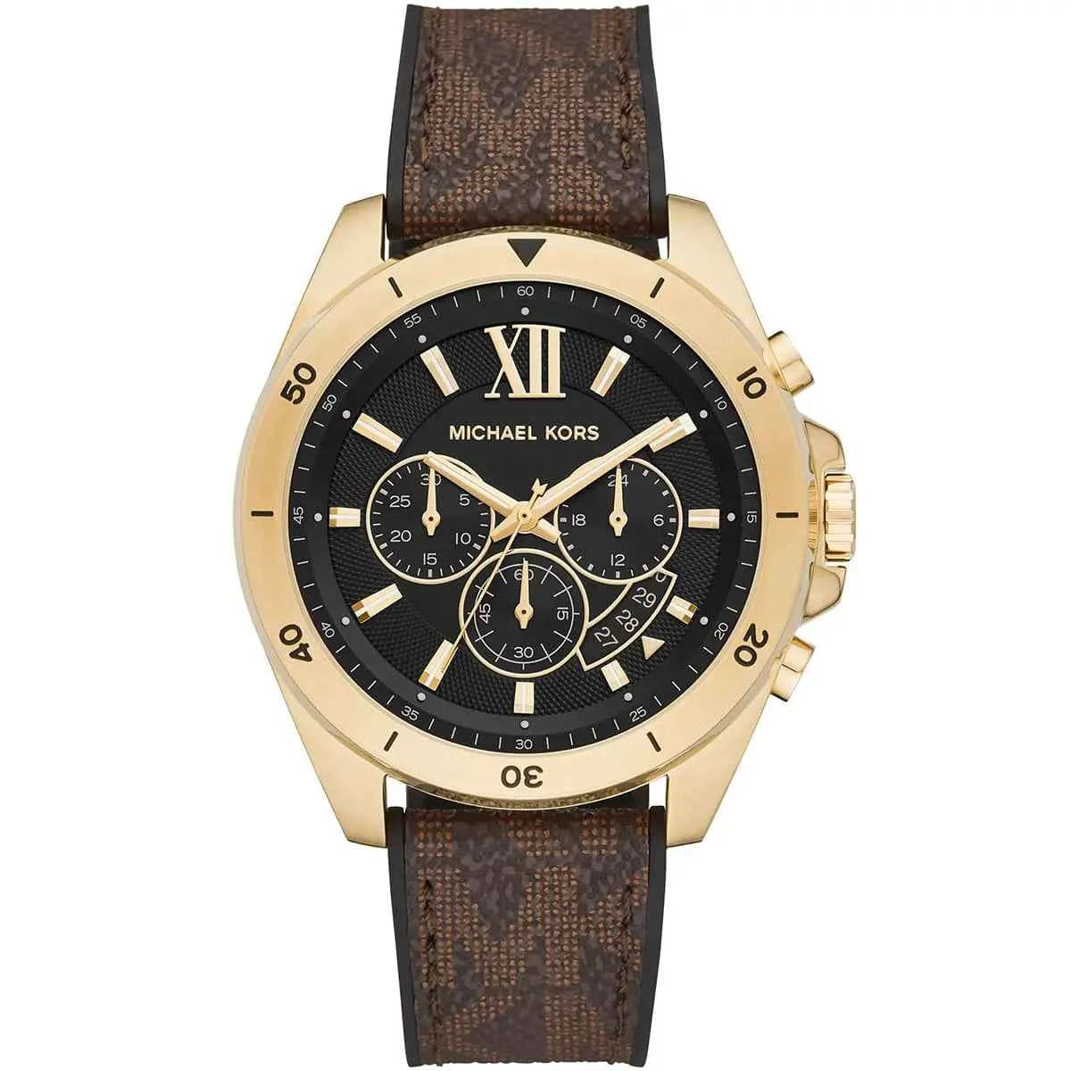 Michael Kors Brecken MK8849 Men's Black Dial Brown Polyurethane Chronograph Watch