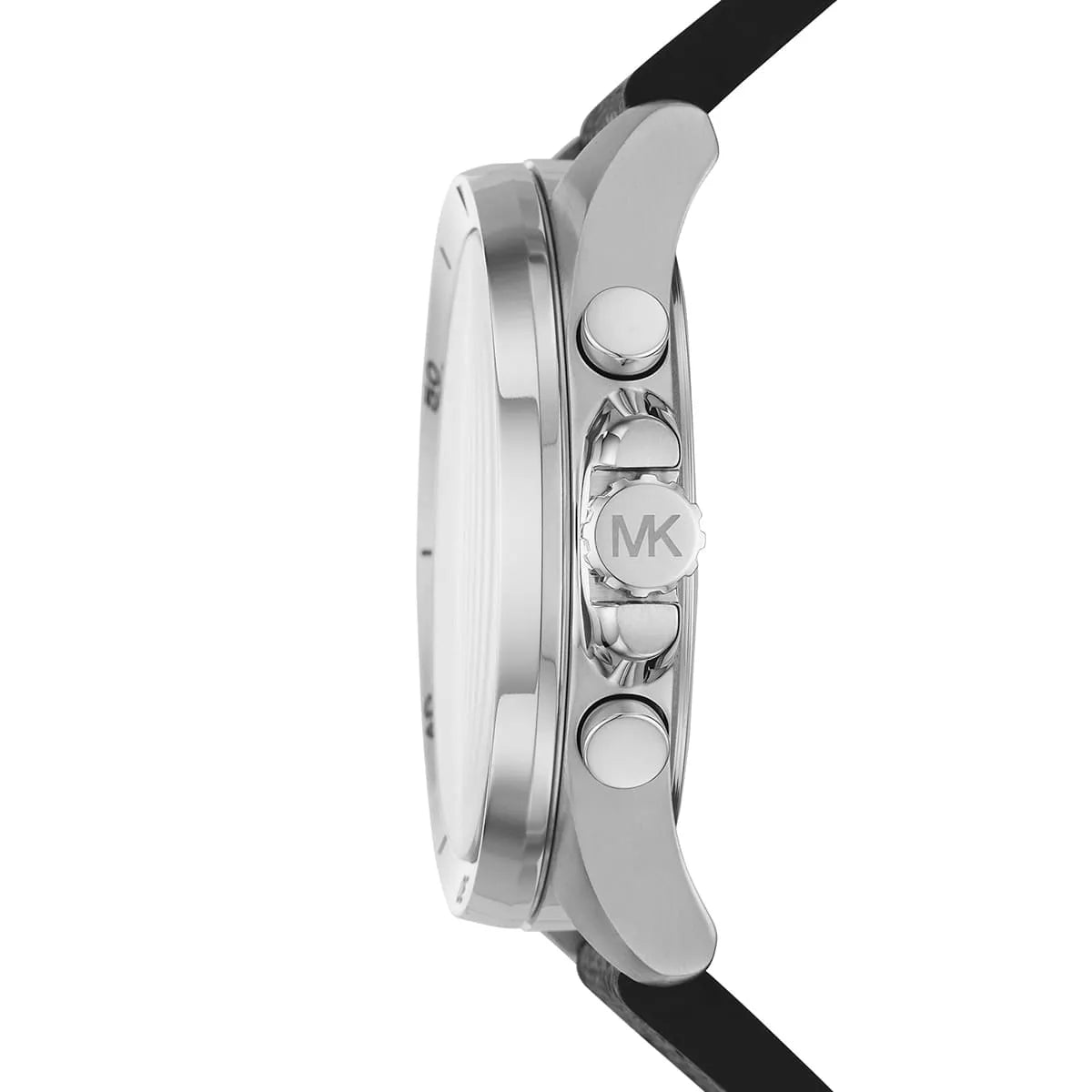 Side profile of Michael Kors Brecken MK8850 black polyurethane men's watch