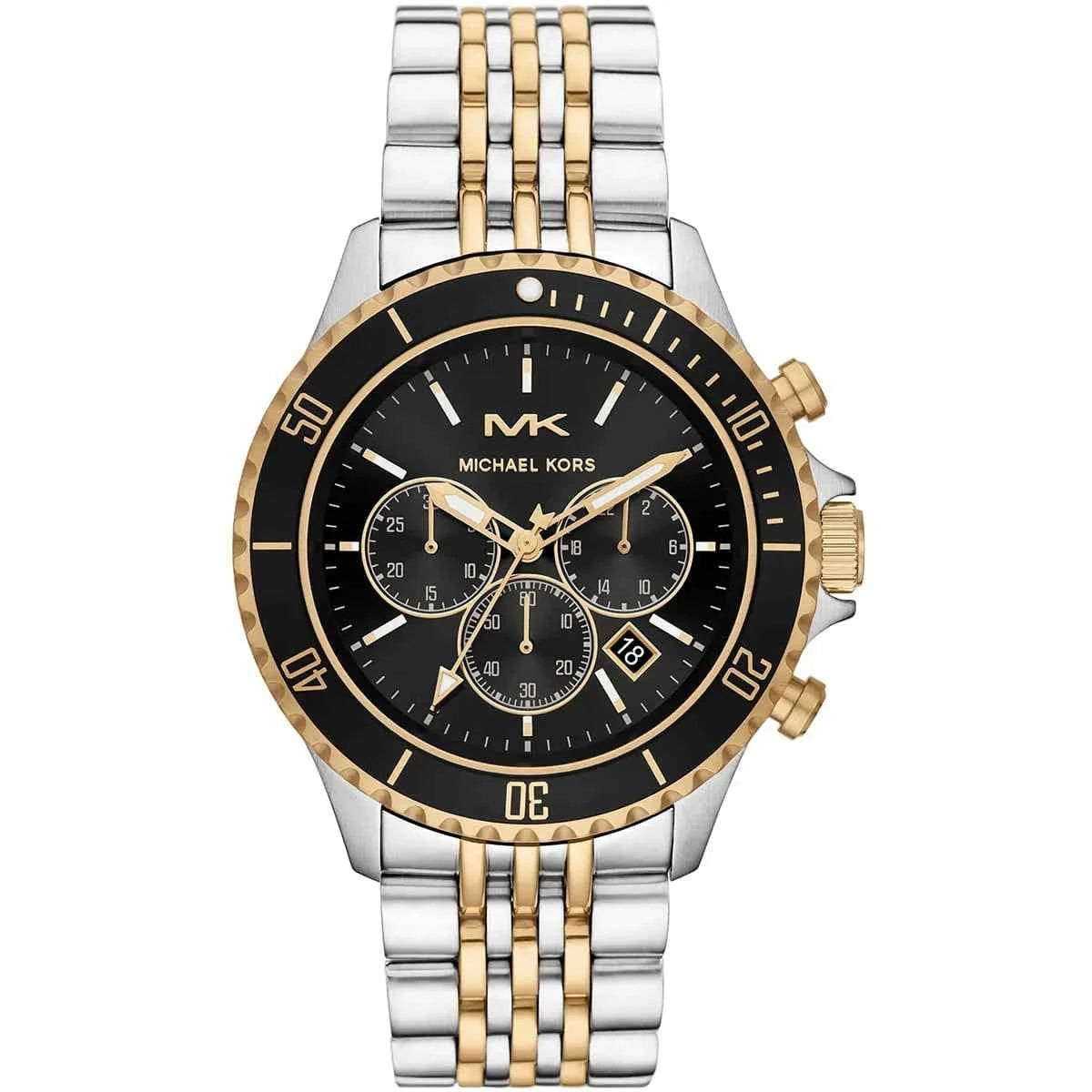 Michael Kors Bayville MK8872 Men's Black Dial Two-Tone Stainless Steel Chronograph Watch