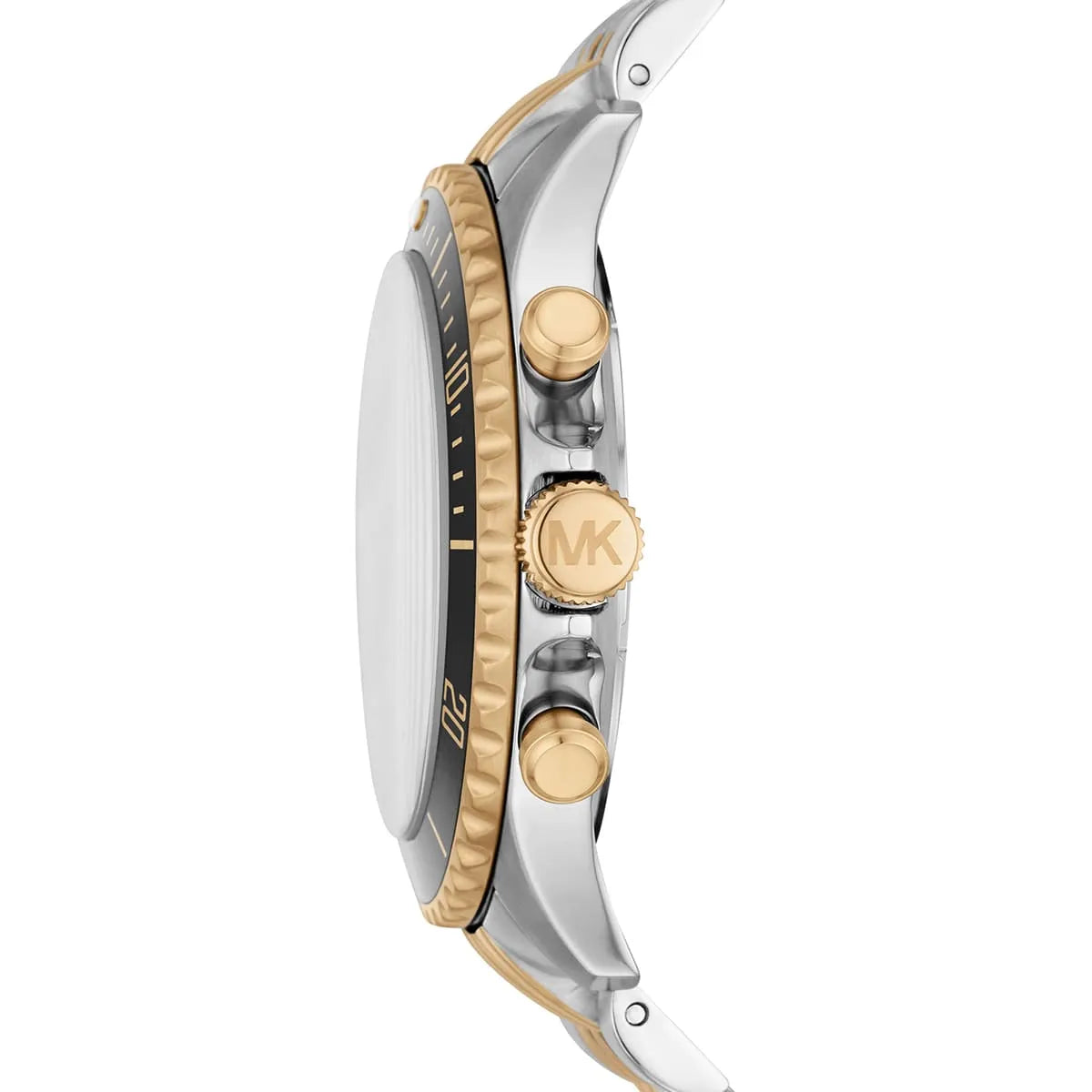 Side profile of Michael Kors Bayville MK8872 two-tone stainless steel men's watch