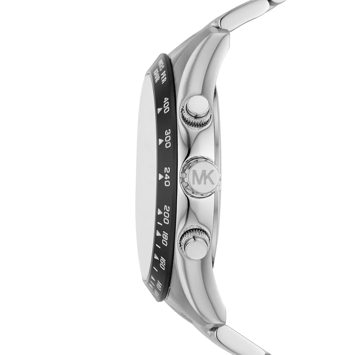 Side profile of Michael Kors Layton MK8912 silver stainless steel men's watch
