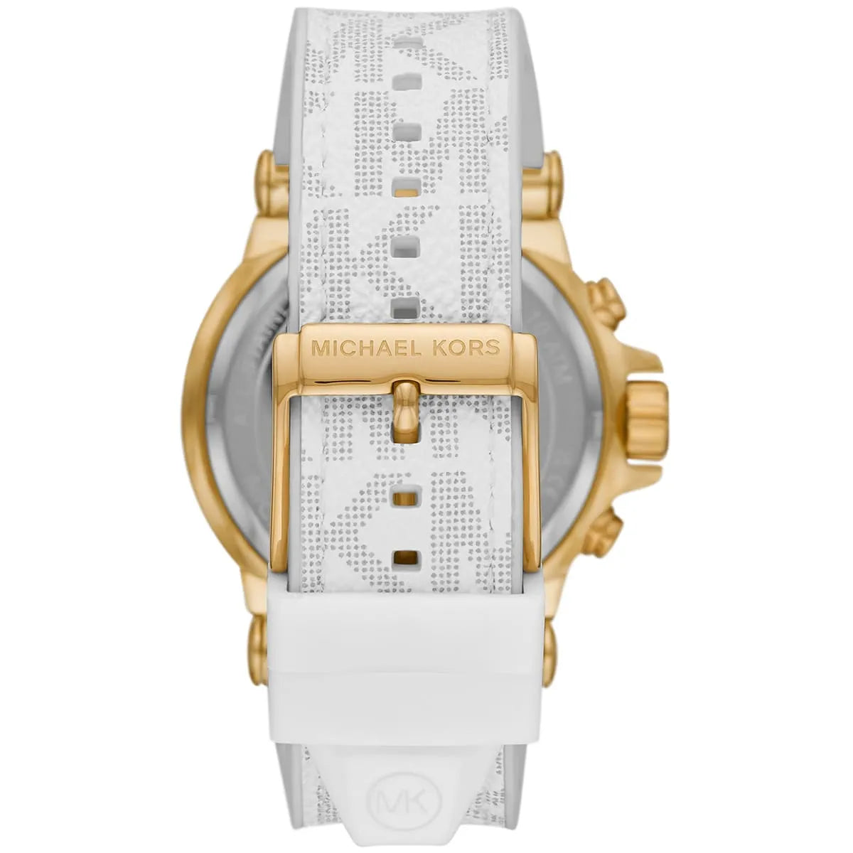 Back case of Michael Kors MK8937 quartz chronograph rubber strap wristwatch