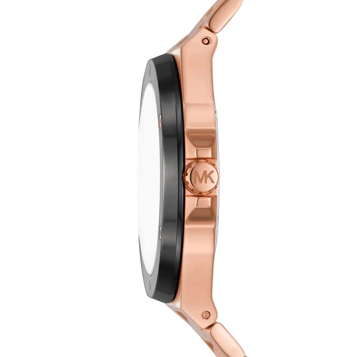 Side profile of Michael Kors Lennox MK8940 rose gold stainless steel men's watch