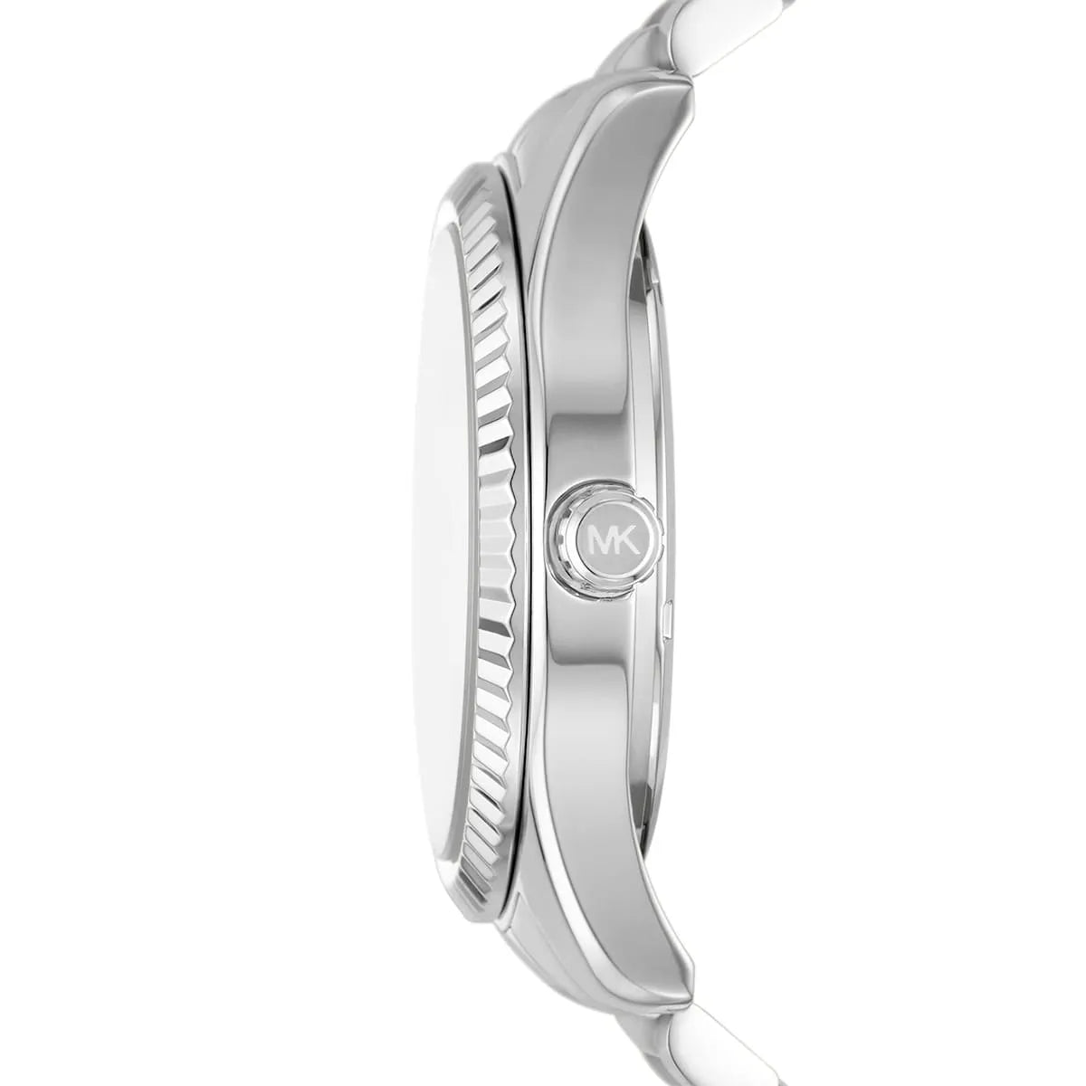 Side profile of Michael Kors Lexington MK8946 silver stainless steel men's watch
