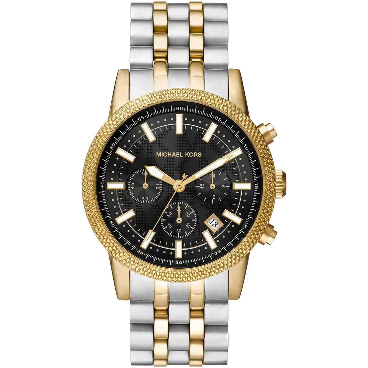 Michael Kors Hutton MK8954 Men's Black Dial Two-Tone Stainless Steel Chronograph Watch