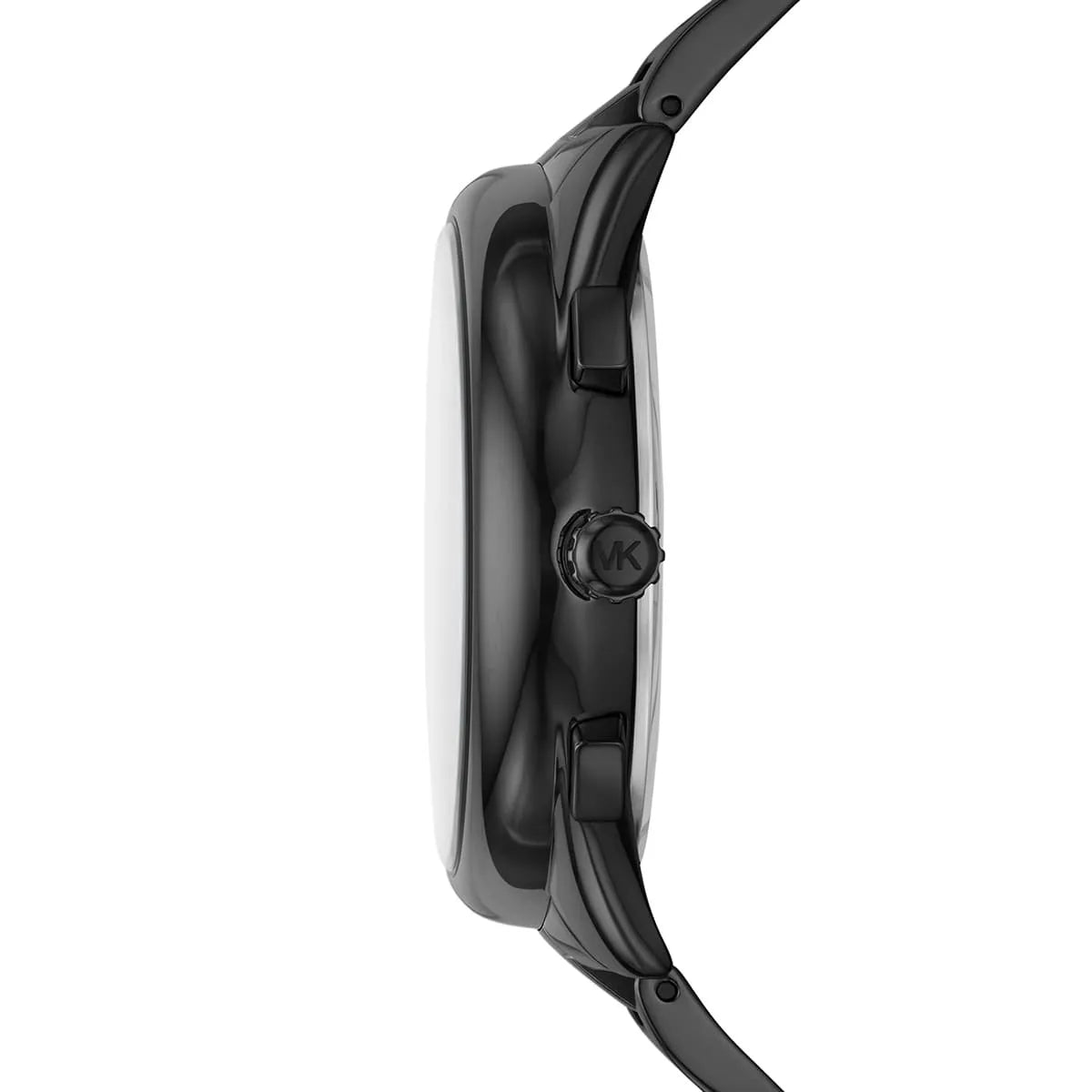 Side profile of Michael Kors Janelle MK8993 black stainless steel men's watch