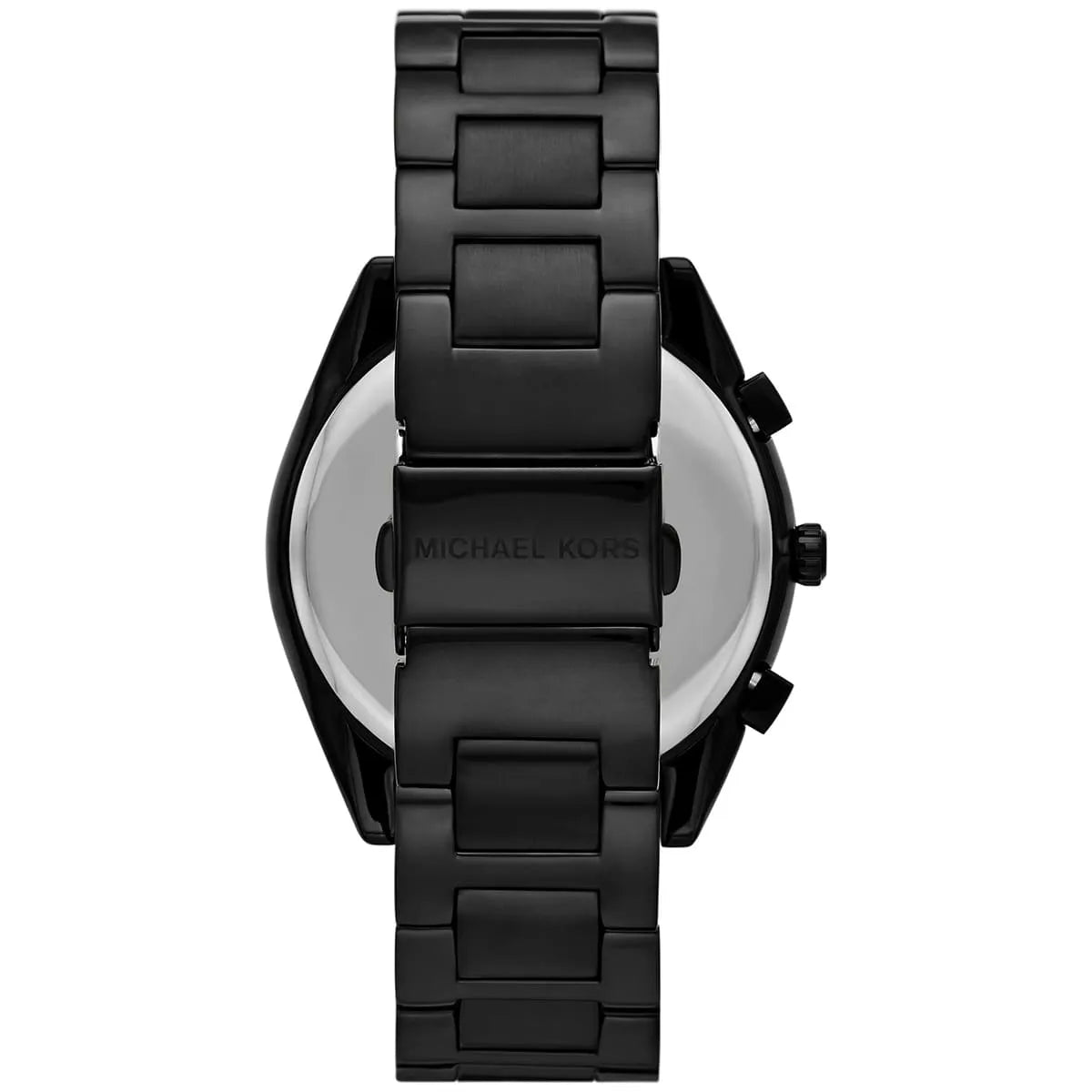 Back case of Michael Kors MK8993 quartz chronograph black bracelet watch