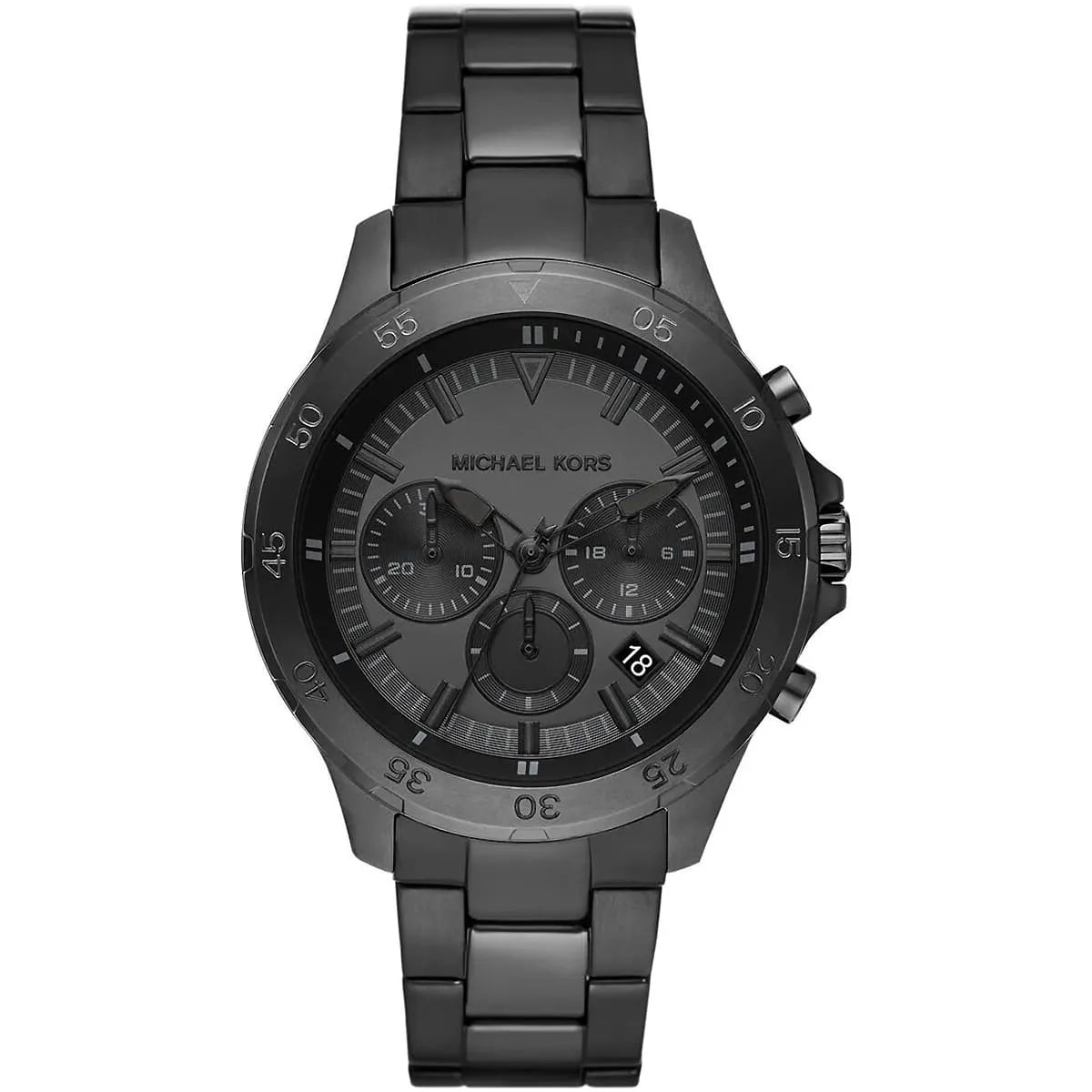 Michael Kors Grayson MK9109 men's black dial chronograph watch front view