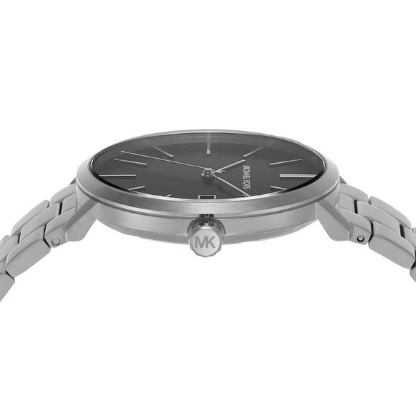 Side profile of Michael Kors Blake MK9133 silver stainless steel men's watch