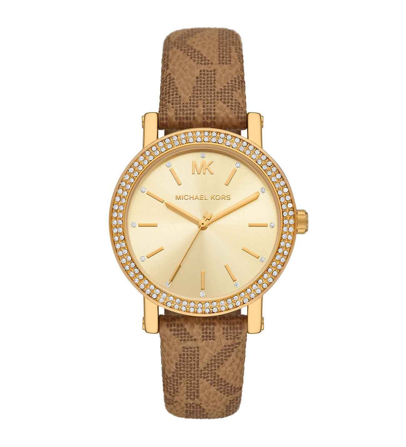 Michael Kors Corey MKO1026 Women's Gold Dial Brown PVC Strap Watch