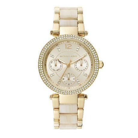 Michael Kors Parker MK6831 women's gold multi-tone chronograph watch front view