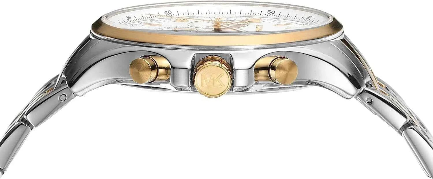 Michael Kors Pilot MK9126 Men's White Dial Two-Tone Chronograph Watch
