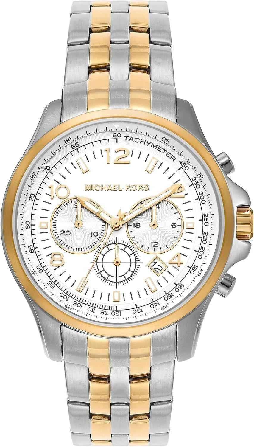 Michael Kors Pilot MK9126 Men's White Dial Two-Tone Chronograph Watch