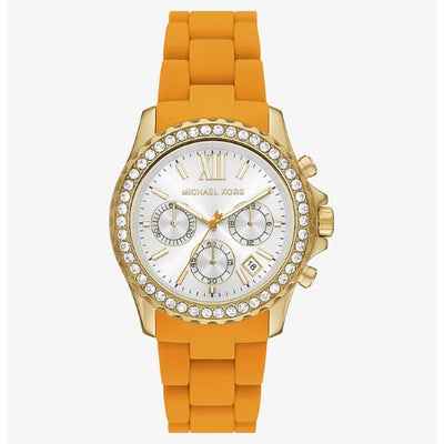 Michael Kors MKO1177 Women's Gold Stainless Steel Silicone Watch 40mm