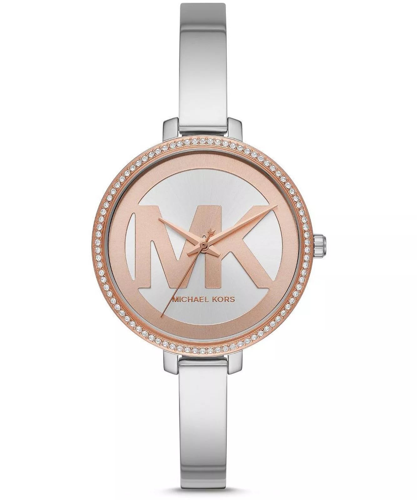 Michael Kors Jaryn MK4546 women's rose gold dial silver stainless steel watch front view