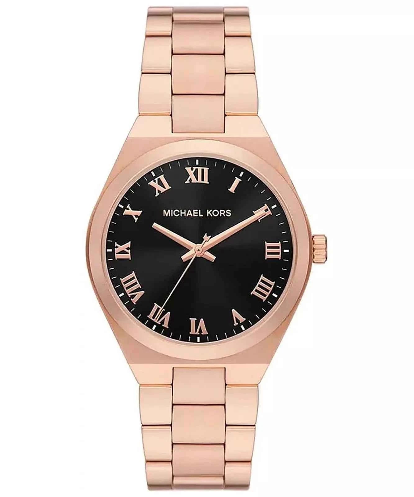 Michael Kors Lennox MK7392 Women's Black Dial Rose Gold Stainless Steel Watch