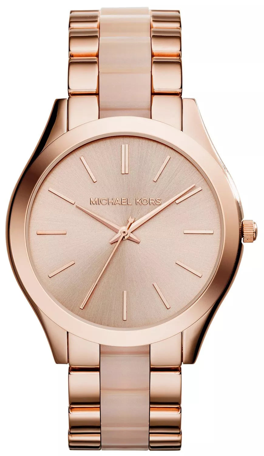 Michael Kors Slim Runway MK4294 women's brown leather analog watch front view
