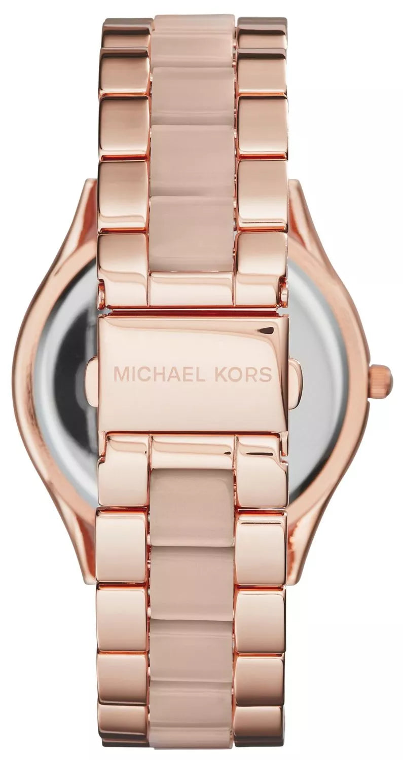 Michael Kors MK4294 rose gold case with brown leather strap