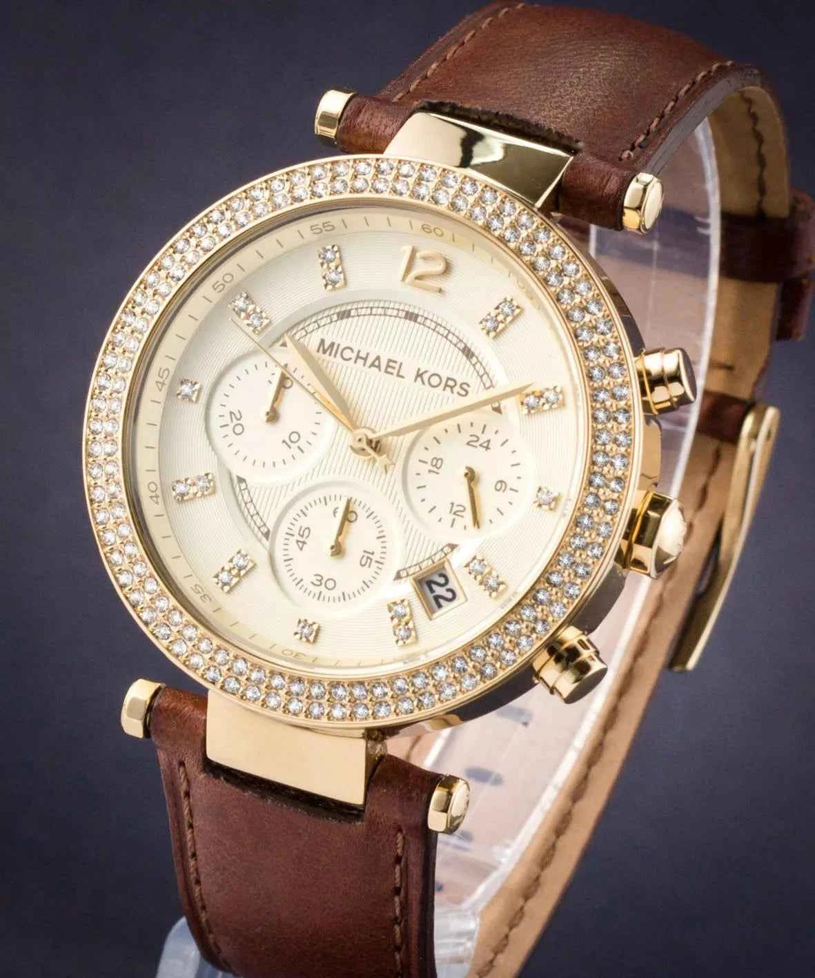 Michael Kors Parker MK2249 Women's Champagne Dial Brown Leather Watch