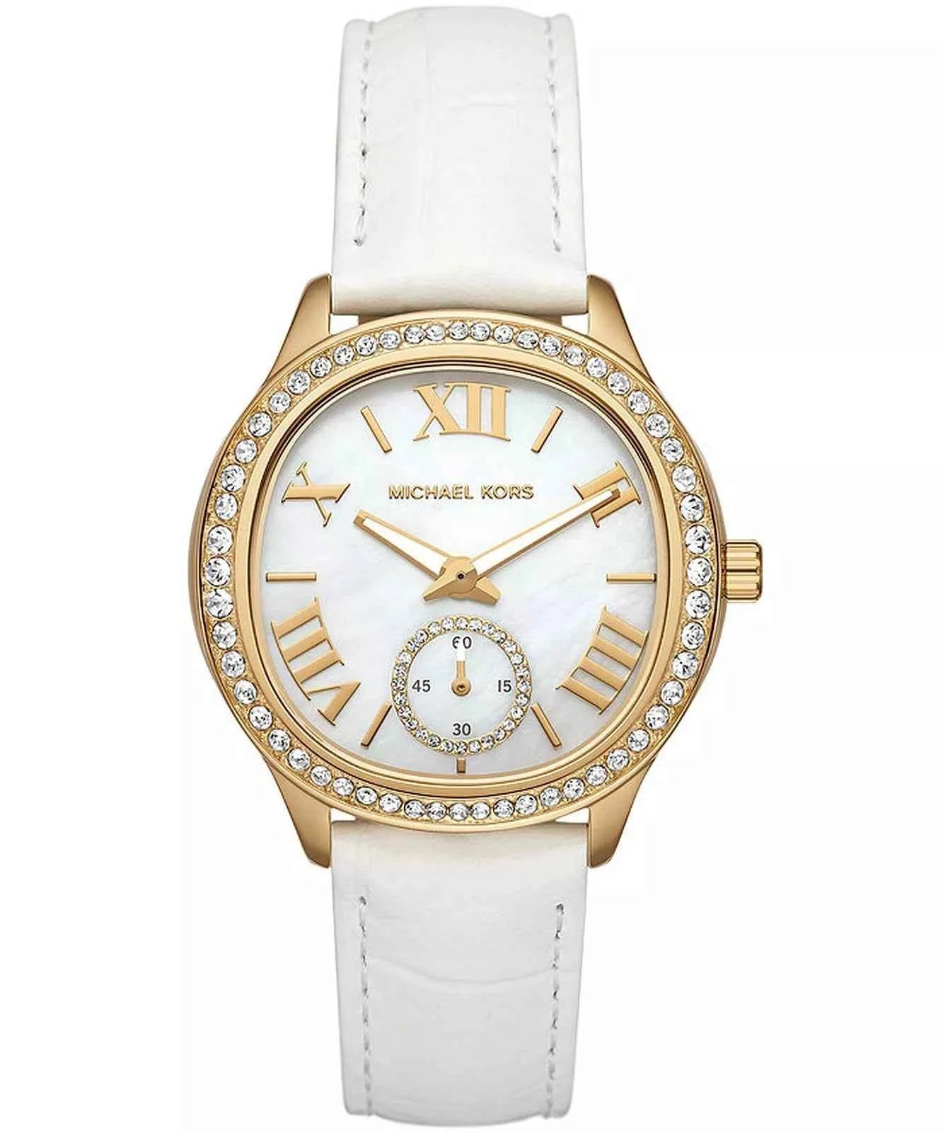 Michael Kors Sage MK4818 Women's White Leather Strap Watch
