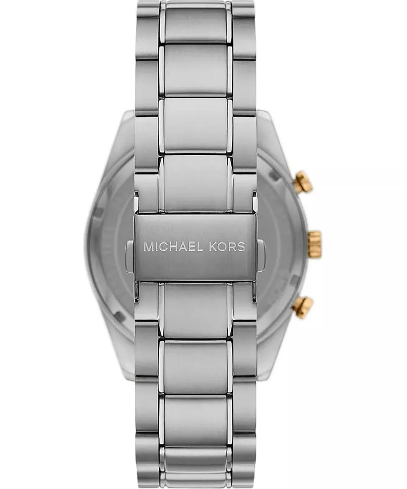 Back case of Michael Kors MK9112 quartz chronograph stainless steel bracelet wristwatch