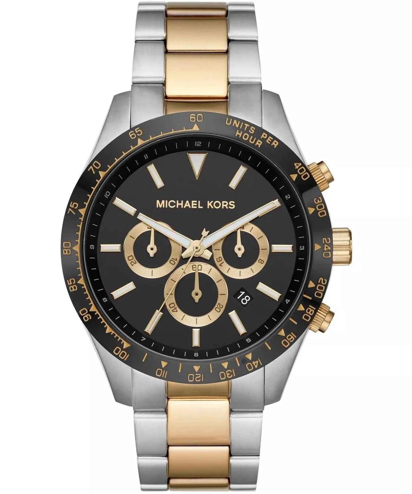 Michael Kors Layton MK8784 Men's Black Dial Two-Tone Stainless Steel Chronograph Watch