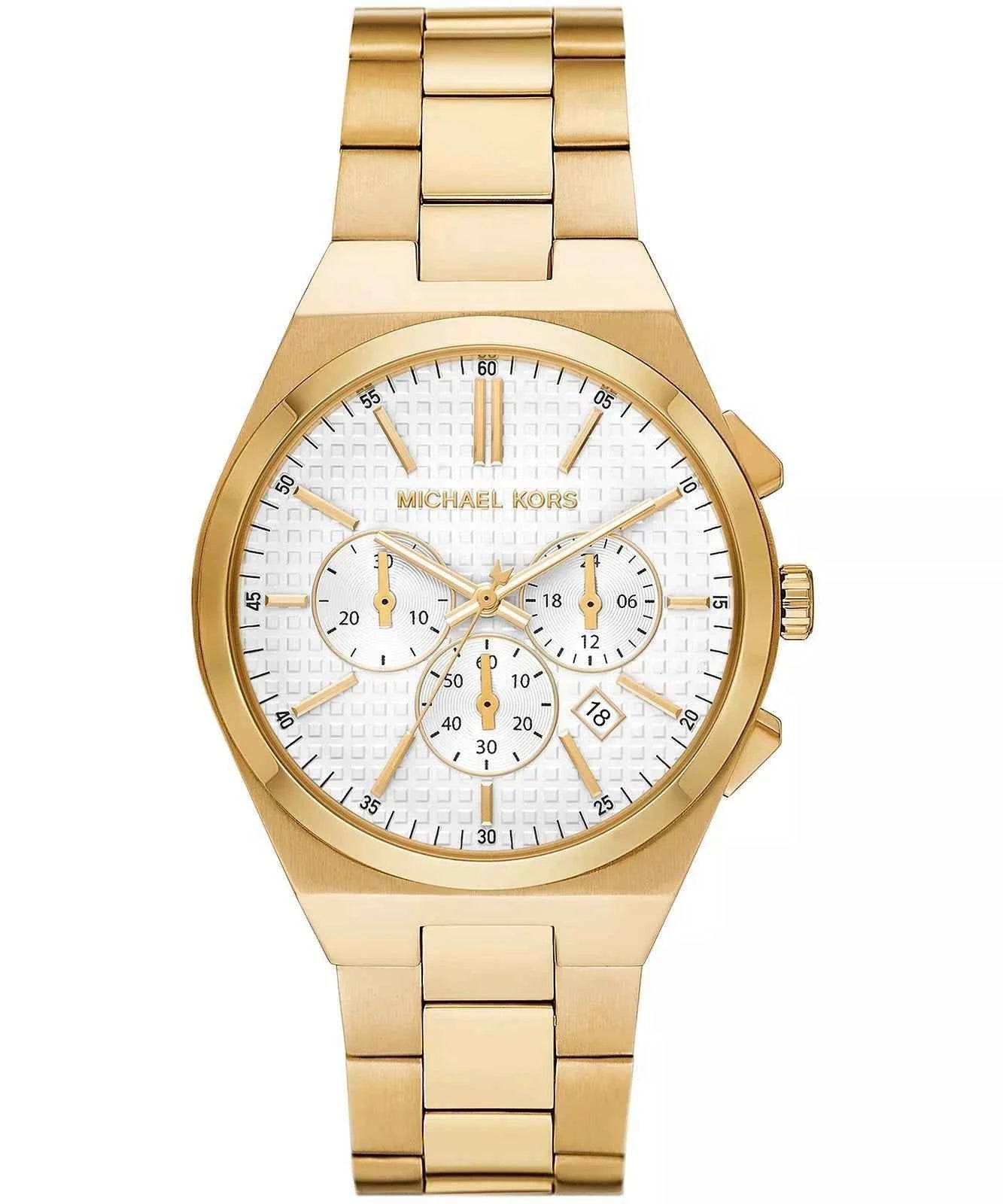 Michael Kors Lennox MK9120 Men's White Dial Gold Chronograph Watch
