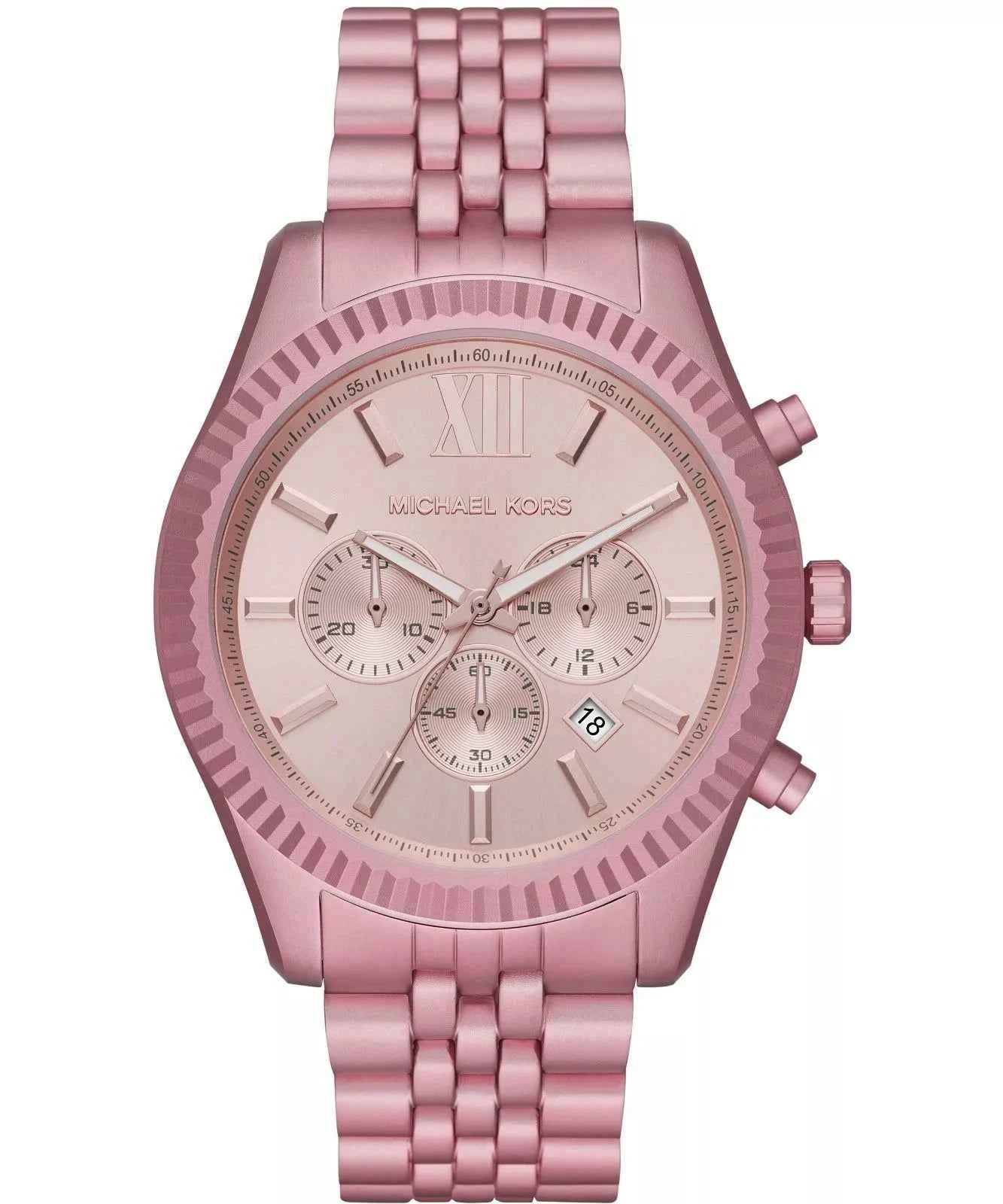 Michael Kors Lexington MK8792 Men's Rose Dial Pink Aluminum Chronograph Watch