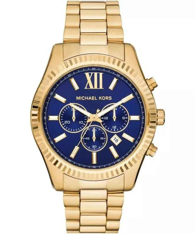 Michael Kors Lexington MK9153 Men's Blue Dial Gold Stainless Steel Chronograph Watch