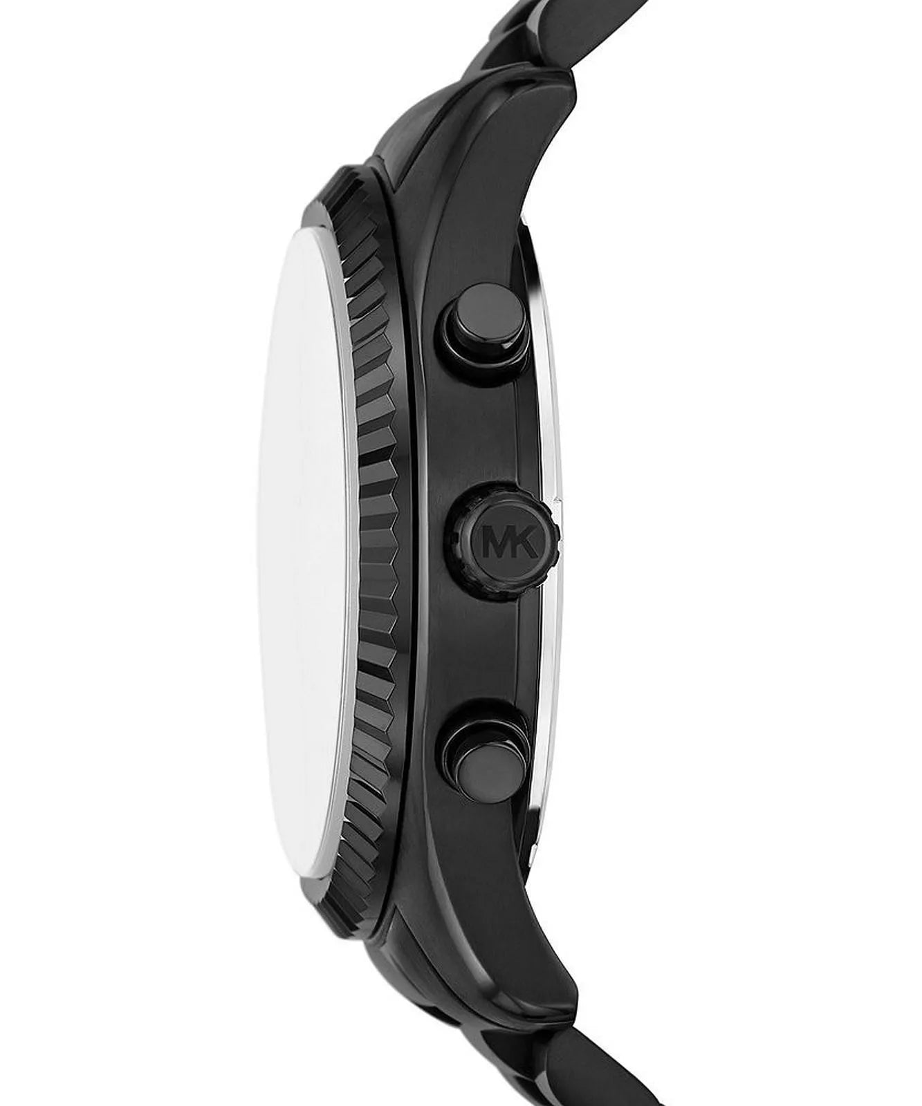 Side profile of Michael Kors Lexington MK9154 black stainless steel bracelet watch