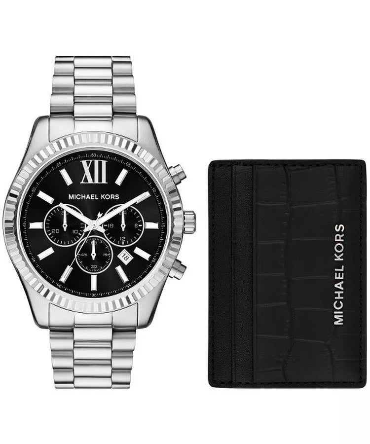 Close-up of Michael Kors MK1091SET black chronograph dial
