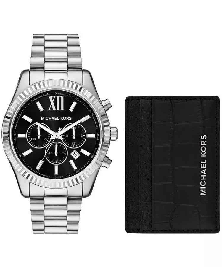 Michael Kors Lexington MK1091SET Men's Black Dial Chronograph Watch Gift Set