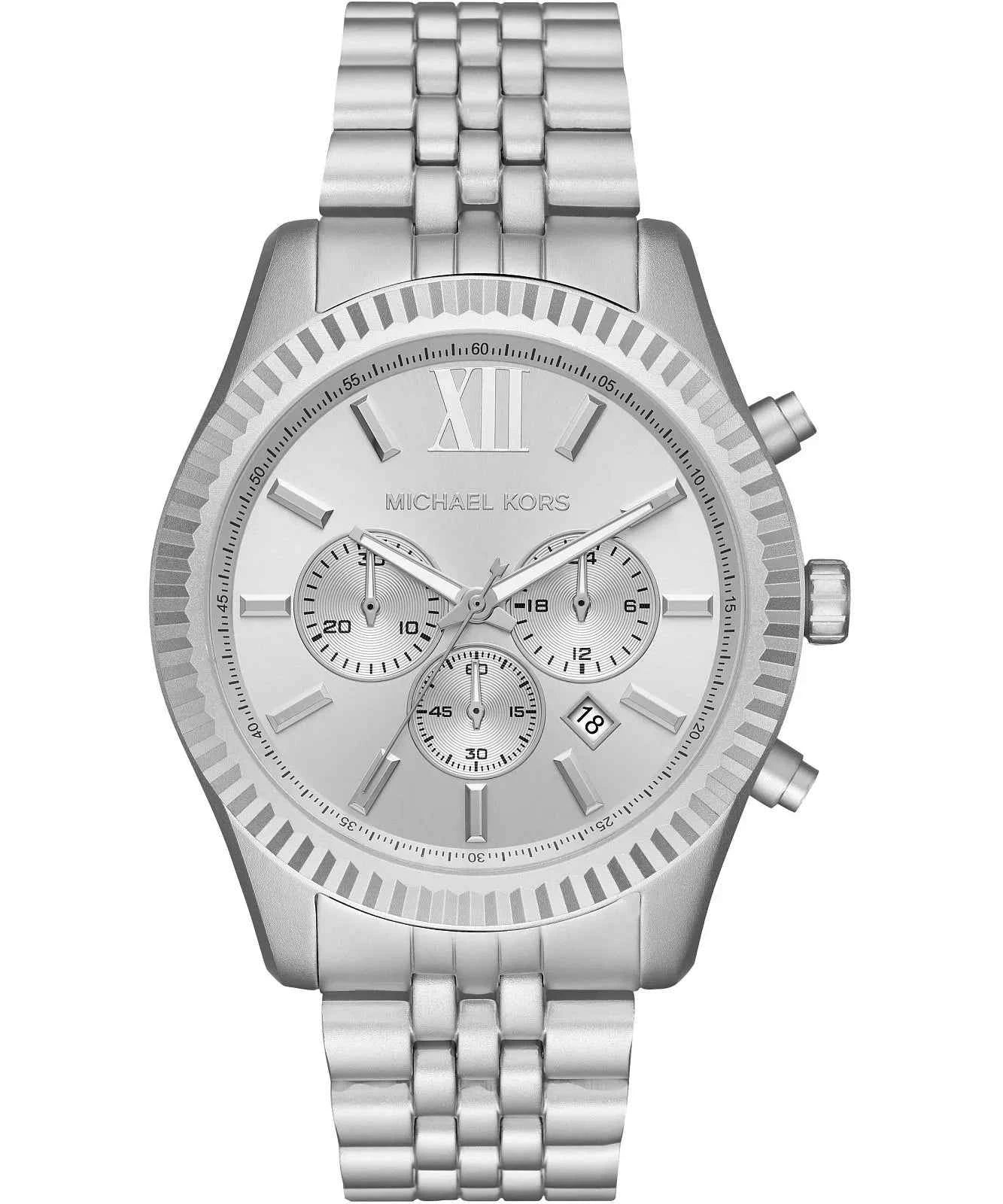 Michael Kors Lexington MK8789 Men's Silver Dial Silver Aluminum Chronograph Watch