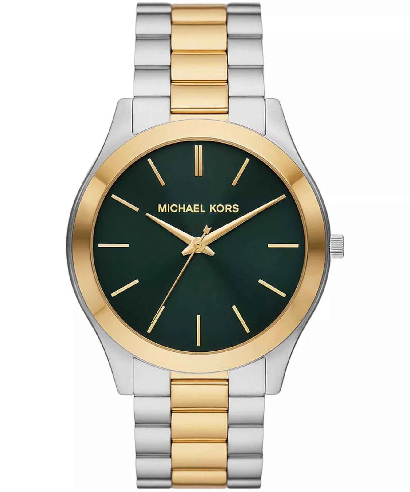 Michael Kors Slim Runway MK9149 Men's Green Dial Two-Tone Stainless Steel Watch