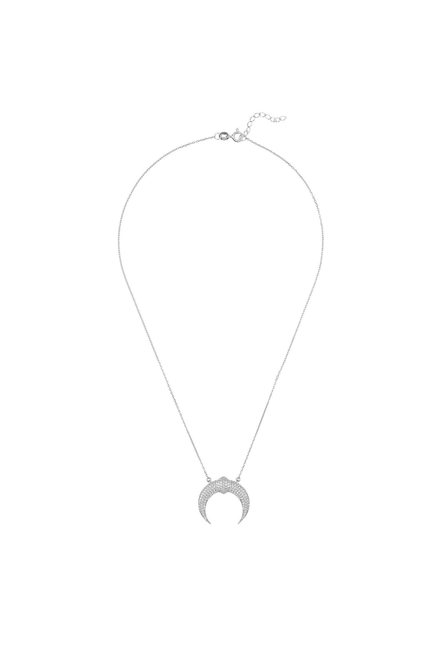 Sparkling Tusk Horn Necklace Silver
