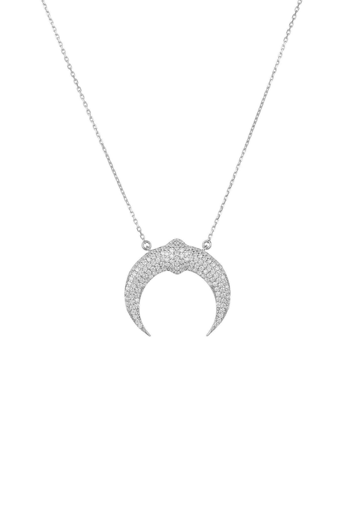 Sparkling Tusk Horn Necklace Silver