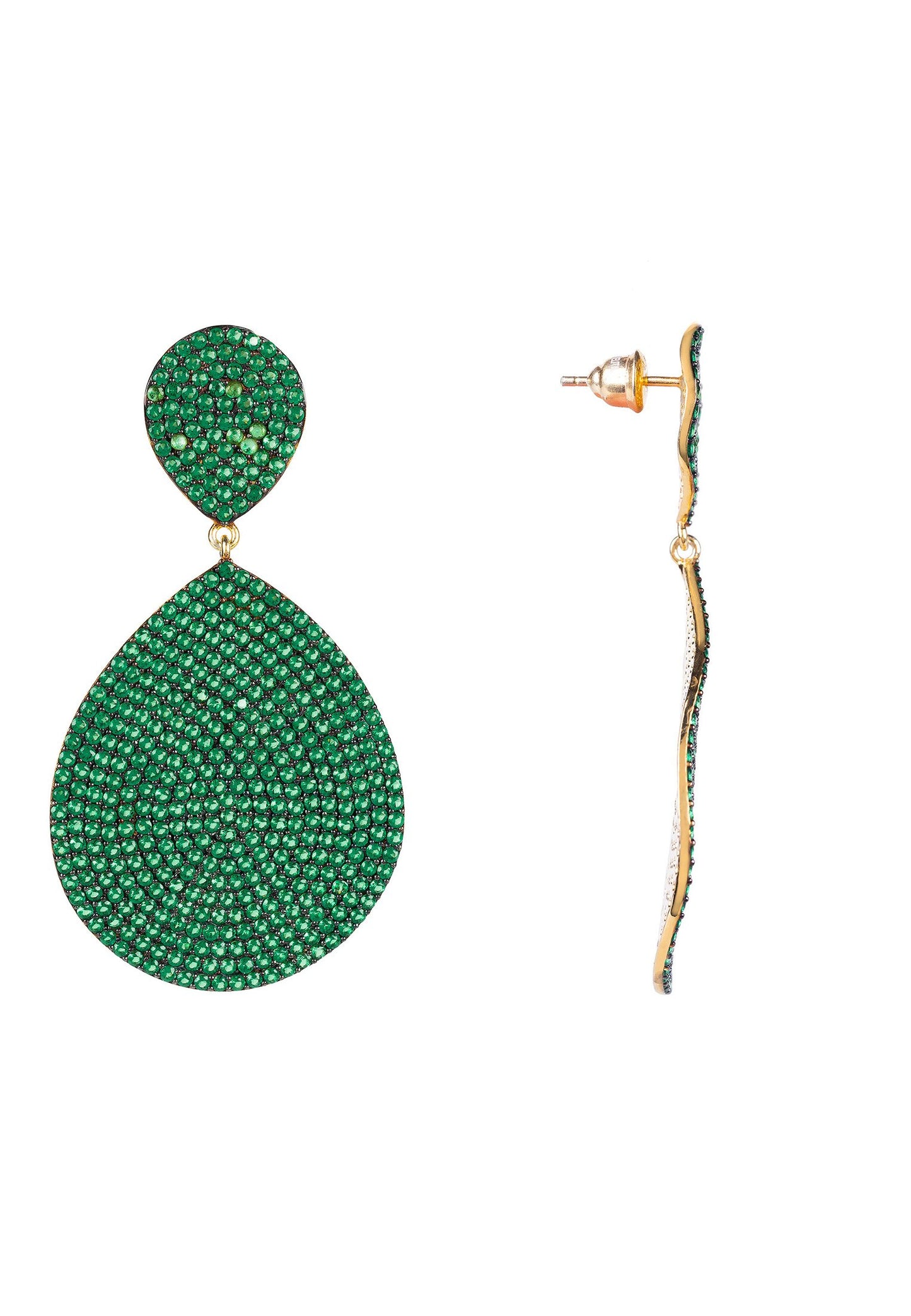 Monte Carlo Earring Gold Emerald Zircon