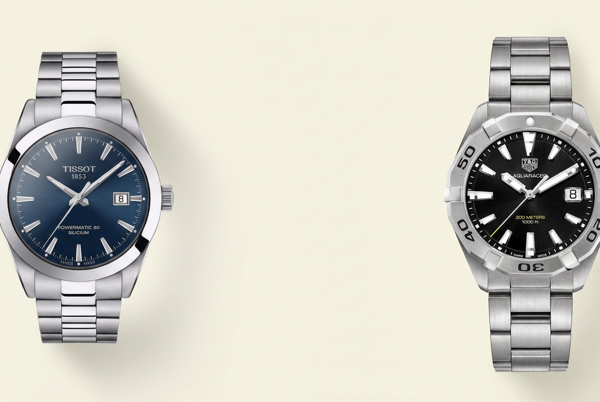 Men's Watches editorial – Tissot Gentleman and TAG Heuer Aquaracer
