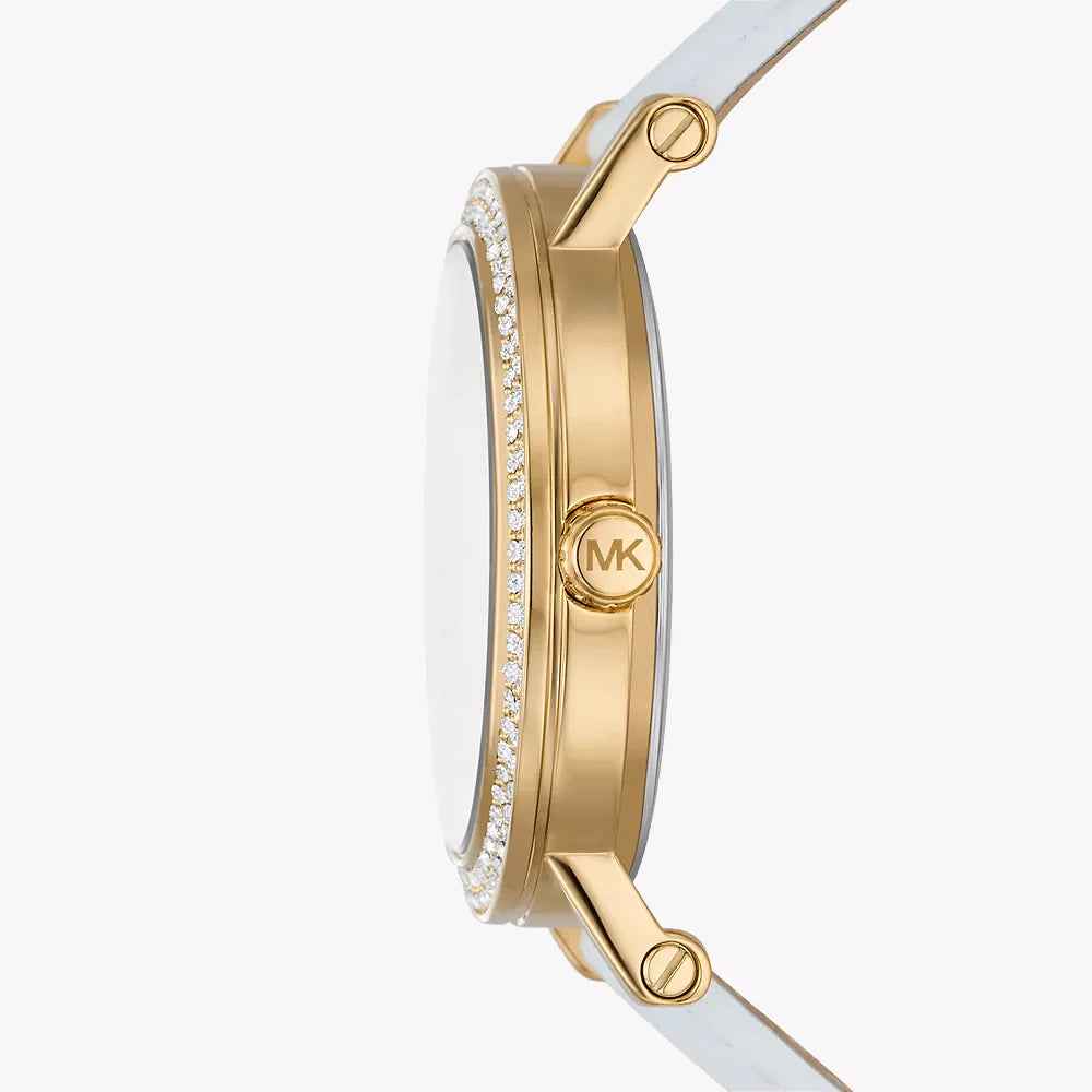 Michael Kors Corey MK2985 Women's White Dial White Leather Watch