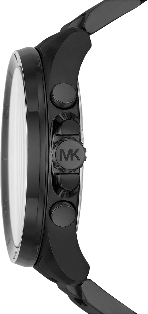 Side profile of Michael Kors Brecken MK8858 black stainless steel men's watch