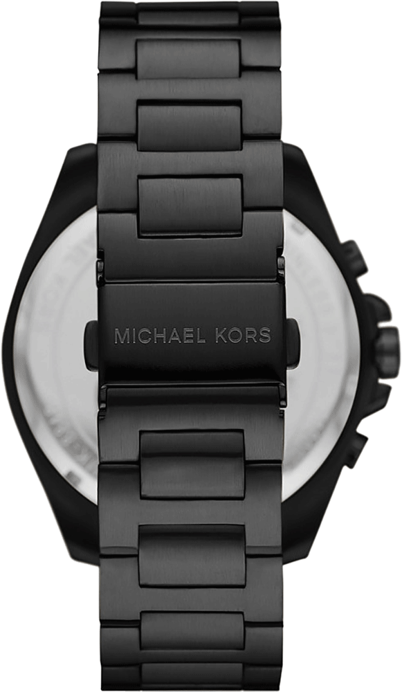 Back case of Michael Kors MK8858 quartz chronograph black stainless steel wristwatch