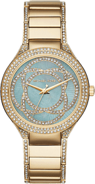 Michael Kors Kerry MK3481 women's blue dial gold stainless steel watch front view