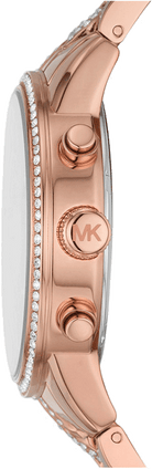 Side profile of Michael Kors Ritz MK7223 rose gold-tone stainless steel bracelet watch