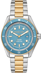 Michael Kors Maritime MK9169 men's sky blue dial two-tone stainless steel watch front view