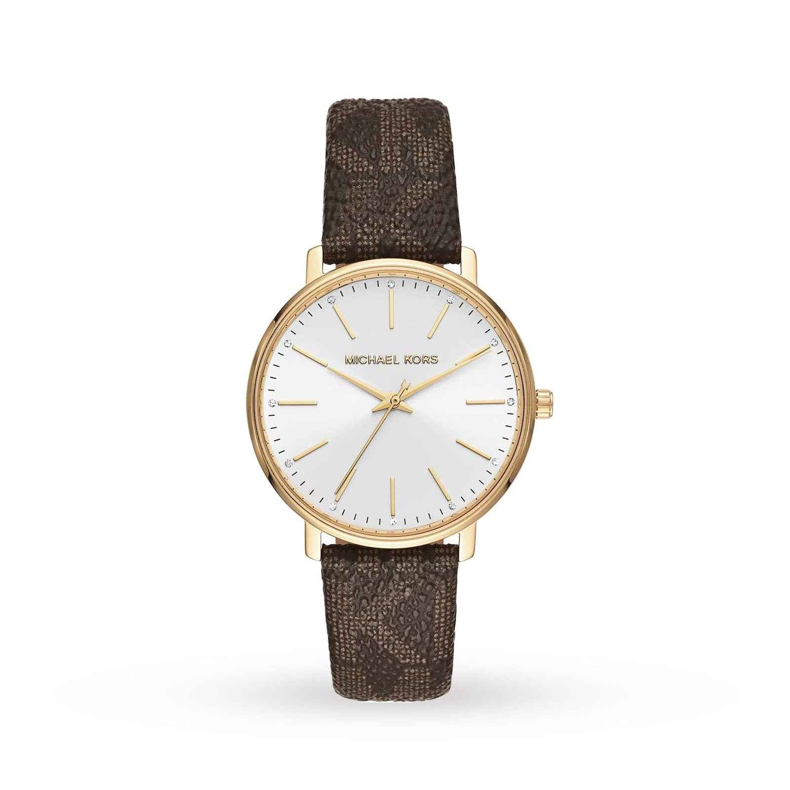 Michael Kors Pyper MK2857 Women's White Dial Brown Leather Watch