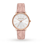 Michael Kors Pyper MK2859 women's silver dial pink leather watch front view