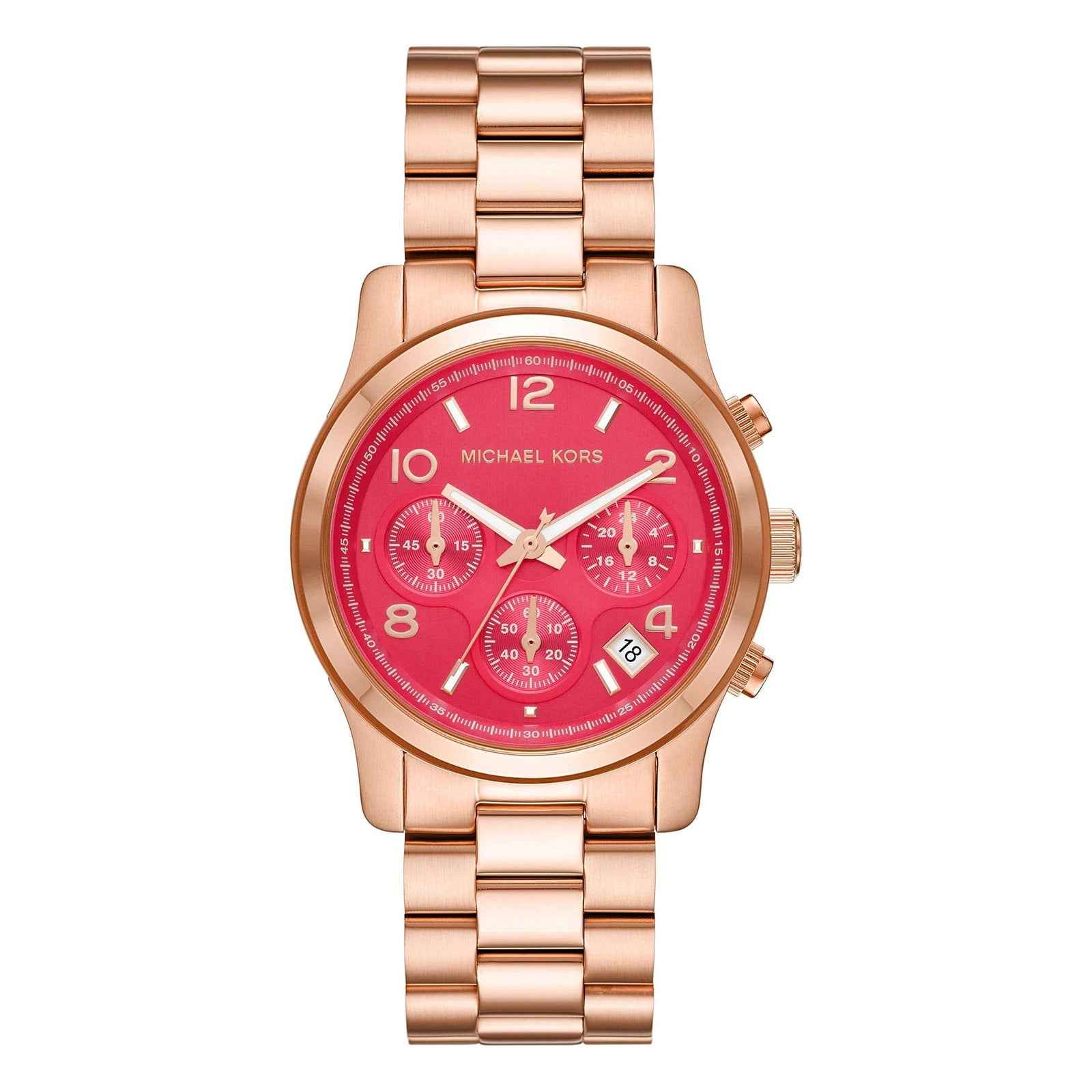 Michael Kors Runway MK7352 Women's Pink Dial Rose Gold Chronograph Watch